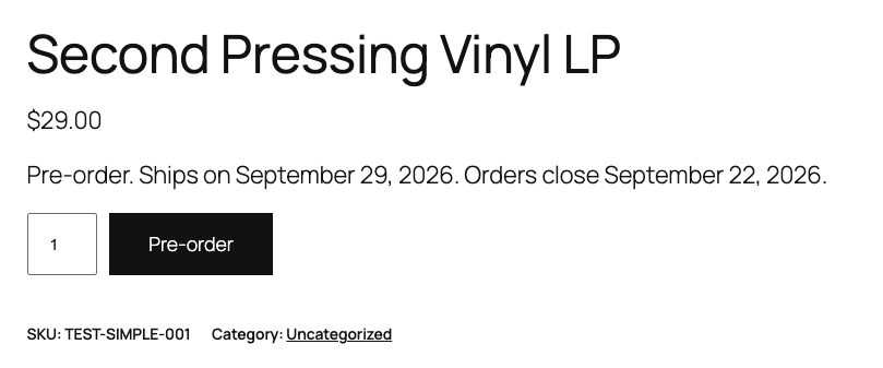 Product page showing the pre-order label, release date and the Pre-order button